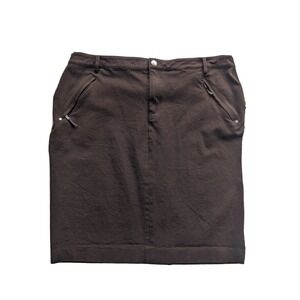 RALPH LAUREN Skirt Stretch  2 Ffont Slash Zip Pockets  Womens Sz 16 Brown